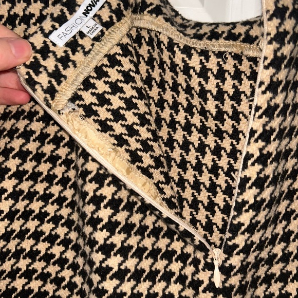 Fashion Nova Black and Cream Houndstooth Blazer & Skirt Set - Picture 5 of 7